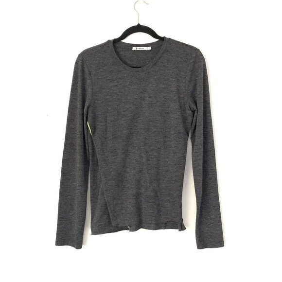 Alexander Wang Gray Long Sleeve Crew Neck Top T-Shirt Size L Stretch - Picture 5 of 5